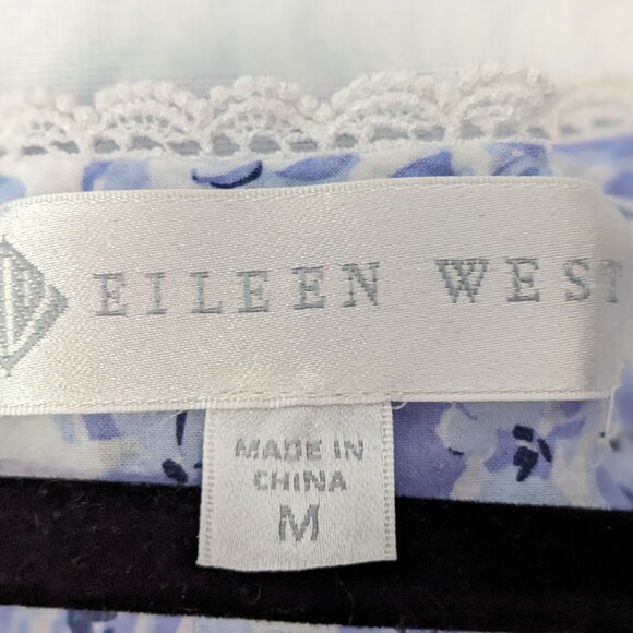 EILEEN WEST Cotton Floral Print Ballet Nightgown Lace Trim Lavender Size Medium - Picture 5 of 9